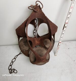 o234- Mid-Century Modern Brutalist metal hanging candle holder - Image 2