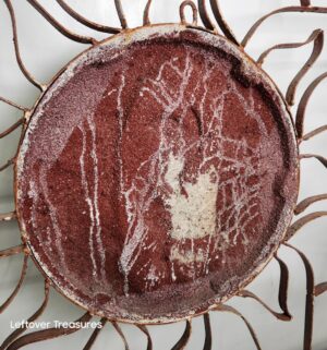 o237- rustic metal wall sculpture featuring a celestial sun and moon design, - Image 3