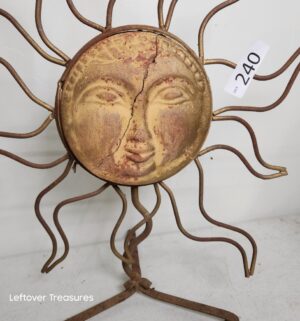 o240- wrought iron and terracotta sun face sculpture - Image 2
