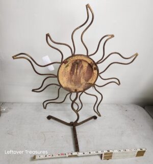 o240- wrought iron and terracotta sun face sculpture - Image 3