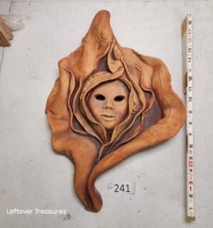 o241- Mellow Mud Sculputed Mask Bloom Wall Plaque Pottery - Image 1
