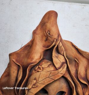 o241- Mellow Mud Sculputed Mask Bloom Wall Plaque Pottery - Image 3