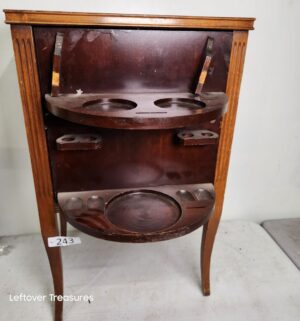 o243- 1900s antique solid wood smoking stand - Image 4