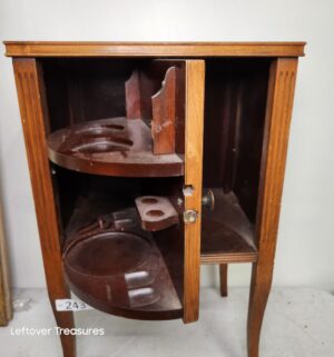 o243- 1900s antique solid wood smoking stand - Image 5