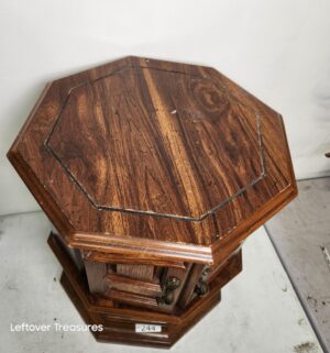 o244- Hekman Furniture solid oak hexagonal storage end table - Image 2