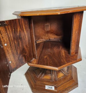 o244- Hekman Furniture solid oak hexagonal storage end table - Image 3