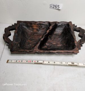 o265- vintage hand-carved divided wood serving tray - Image 1