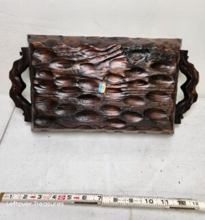 o265- vintage hand-carved divided wood serving tray - Image 2