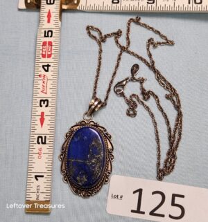 p125- large blue stone pendant necklace Premier Designs