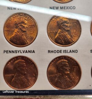 p165- United States Lincoln pennies w/ other coins on frame - Image 4