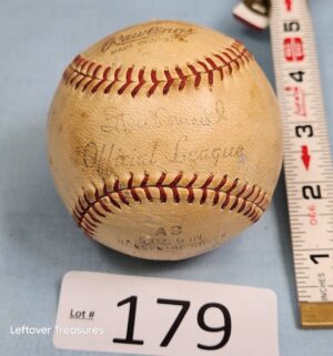 p179- vintage Rawlings Official League baseball. Live ink signatures. Not verified, buyer beware