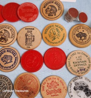 p194- vintage wooden coin, token collection - Image 3