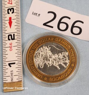 p266- .999 Fine Silver Boomtown Casino Limited Edition $10 Gaming Token.