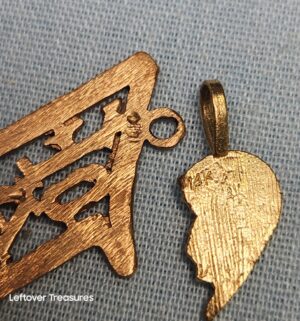 p302- 14k gold pendants, 1 of a kind, heart - Image 3