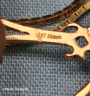 p305- 14k yellow gold and diamond cross pendant & 14k gold chain - Image 4