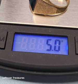 p308- 14k Gold Blue Topaz Mens Statement Ring - Image 3