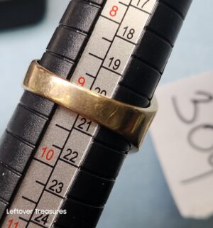 p308- 14k Gold Blue Topaz Mens Statement Ring - Image 4