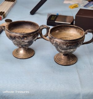 o276- Weighted Sterling Silver cream/sugar dishes - Image 1