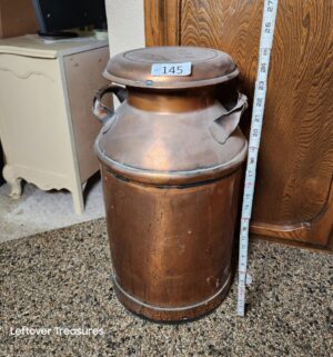 q145- vintage copper milk churn
