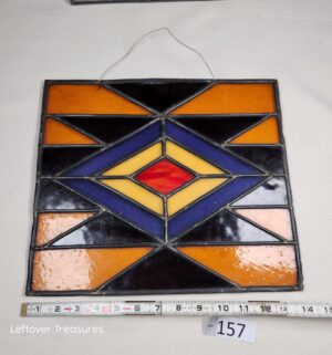 q157- handmade geometric stained glass panel