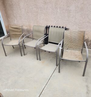 r14- Stacking Patio Chairs. 2 have stains