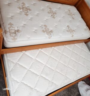 r29- wooden twin daybed with rollout bottom trundle. Buyer must take both mattress. - Image 3