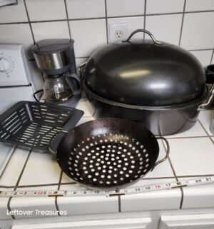 r65- roaster, coffee pot, pans
