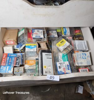 s49- 5 drawers of hardware/supplies