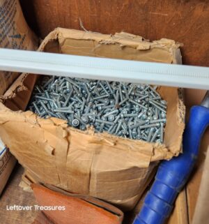 s98- nails, bolts, screws, coil nails, all items on shelf - Image 3