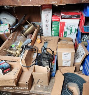 s103- nails, staples, hardware, orgainzers on shelf - Image 3