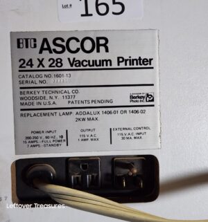 s165- BTC Ascor 24x28 Vacuum printer. From retired printer business