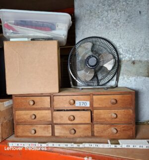 s170- fan, 2 boxes, wooden drawers