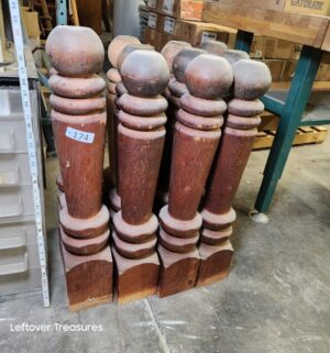 s174- salvaged antique hardwood staircase newel posts