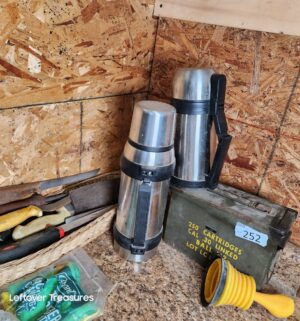 s252- ammo box, thermos, knives