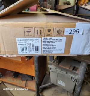 s296- LED Shoe Box Light. Box opened by leftover treasures