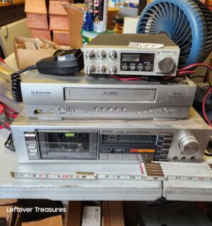 s577- cb radio, vhs player, teac cassette deck