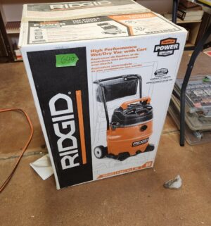 s649- Ridgid 6.5HP Shop Vac. Opened by leftover treasures