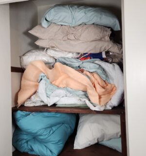 t23- all contents in the linen closet. Bedding for twin and queen - Image 3