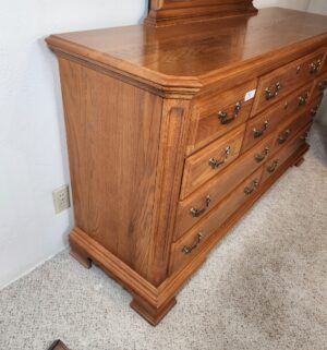 t33- Sumter Long Dresser w/ Mirror. Buyer must take mirror. Beautiful Condition - Image 3