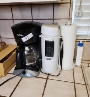 t57- coffee maker, thermos, paper towel holder