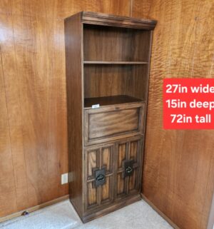t66- Vintage Drop Front Bookcase w/ Cabinet