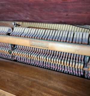 t84- Melodigrand Upright Piano w/ bench. Buyer to bring assistance to move. Moving equipment available to use. - Image 4