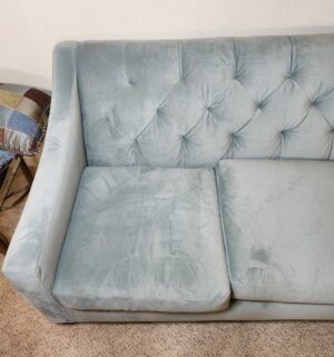 t222- Max Home furniture tufted velvet sofa & loveseat seat. Amazing Conditon. Pet Free. Smoke Free Home - Image 3