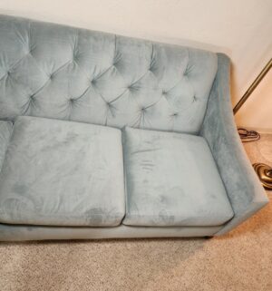 t222- Max Home furniture tufted velvet sofa & loveseat seat. Amazing Conditon. Pet Free. Smoke Free Home - Image 4