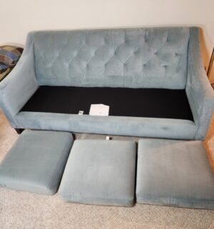 t222- Max Home furniture tufted velvet sofa & loveseat seat. Amazing Conditon. Pet Free. Smoke Free Home - Image 5