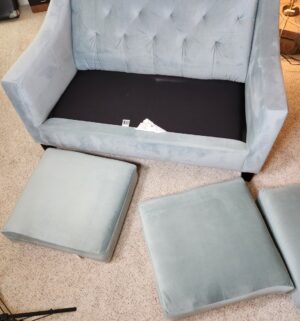 t222- Max Home furniture tufted velvet sofa & loveseat seat. Amazing Conditon. Pet Free. Smoke Free Home - Image 6