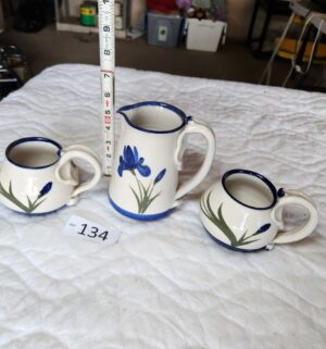 t134- creamer and sugar set from Emerson Creek Pottery in the Field of Iris