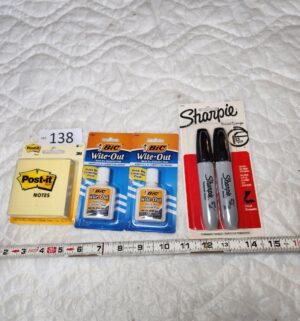t138- post its, wite out, sharpie