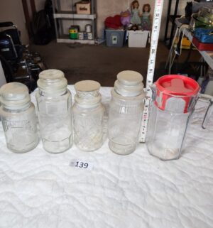 t139- vintage planters peanut glass jars