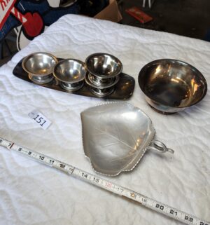 t151- silverplated, stainless dishes